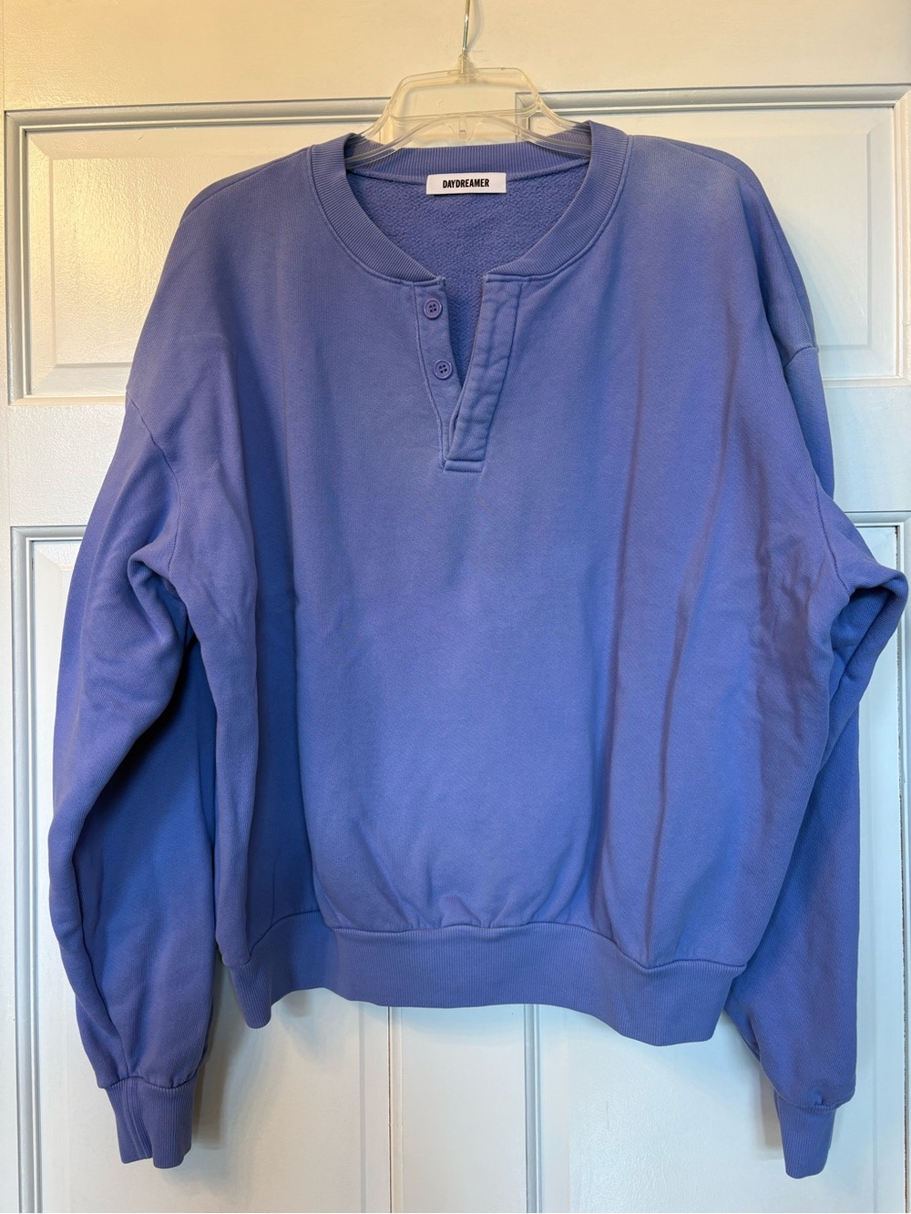 Daydreamer Lavender Henley Sweatshirt. Size S/M.